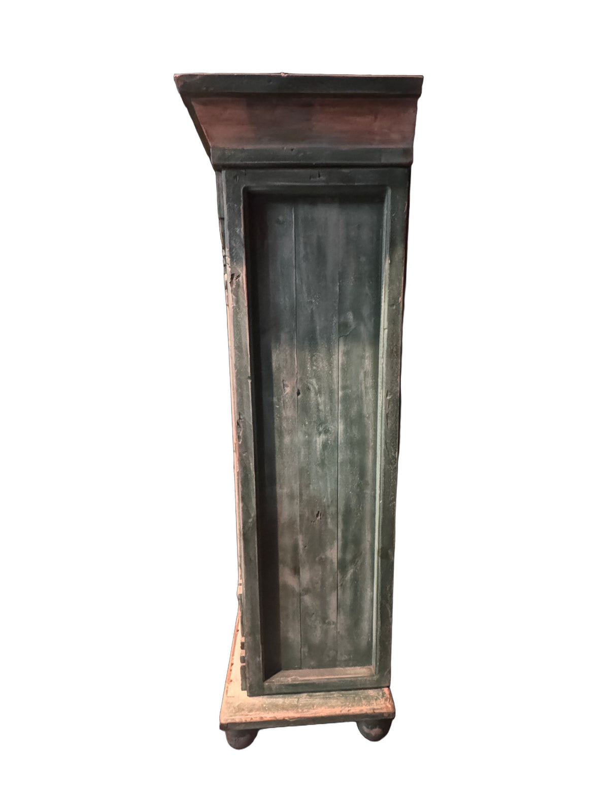 Custom-Made Italian Style Folk-Painted Farmhouse Armoire Cabinet, c. 1990s