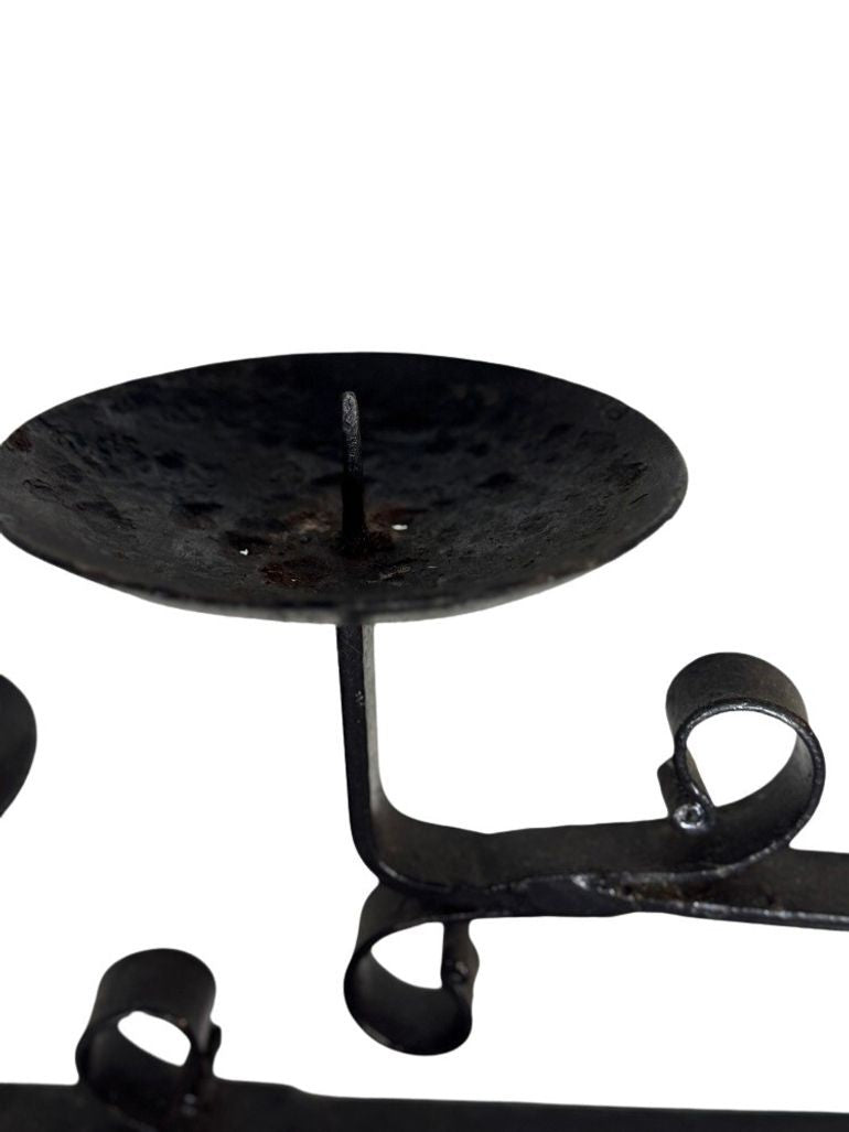 Antique Wrought Iron Floor Candelabras - Holds Five Candles - Set of 2