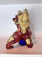 Vintage Japanese Kutani Ware Foo Dog Guardian Lion Figurines, Pair, Mid-20th Century