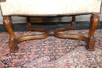 Antique French Louis XIV Style Nail Head Upholstered Arm Chairs - Set of 2