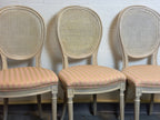 Vintage French Louis XVI Style Oval Cane Back Dining Chairs, Set of 6, c. 1970s