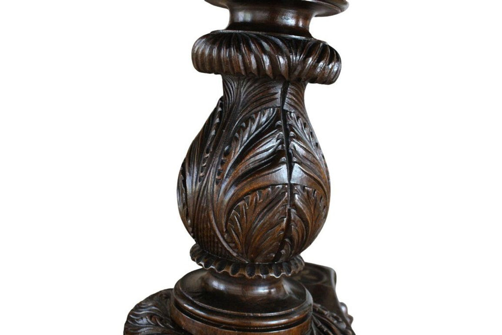 Antique William IV Style Brass-Inlaid Pedestal Center Table, Early 19th Century