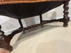 Vintage Queen Anne & Archie Bunker Style Wingback Chair with Carved Spindle Legs