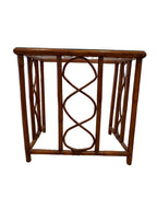 Vintage Burnt Bamboo Rattan Nesting Tables with Glass Tops, Set of 3, c. 1970s