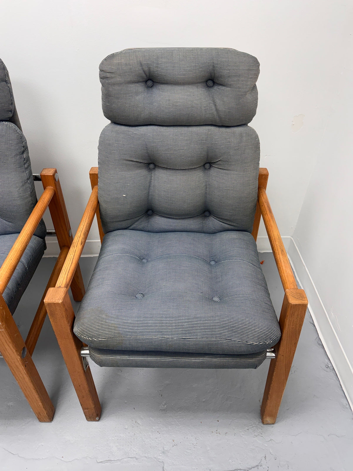 Vintage Danish Modern High-Back Lounge Chairs, Pair, c. 1970s