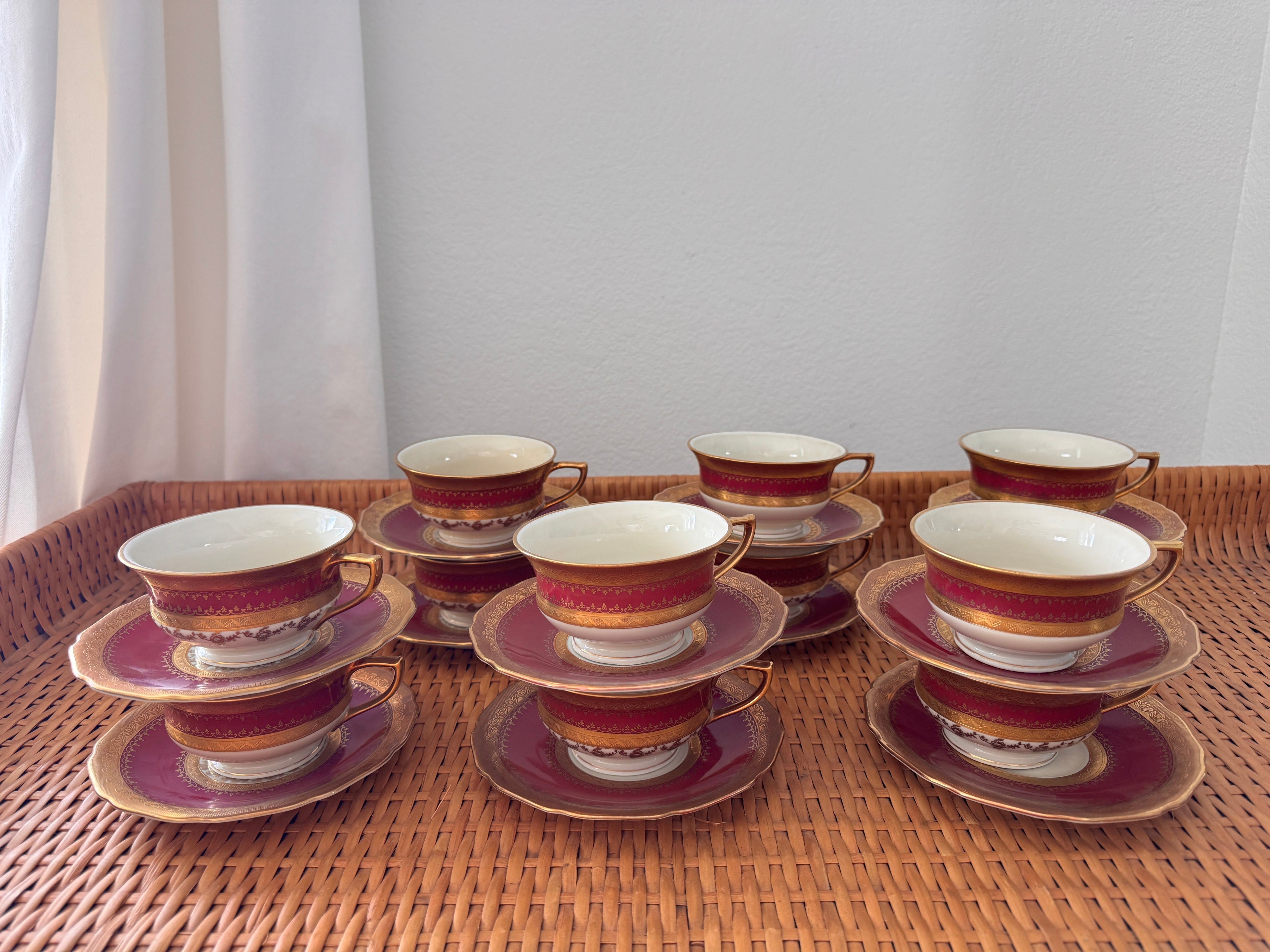 Vintage Carlsbad Fine China, Gloria, Tea Set with Service for 12, Czechoslovakia, c. 1930s