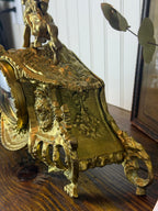 Vintage Rococo Revival Style Brass Mantel Clock, Mid–Late 20th Century