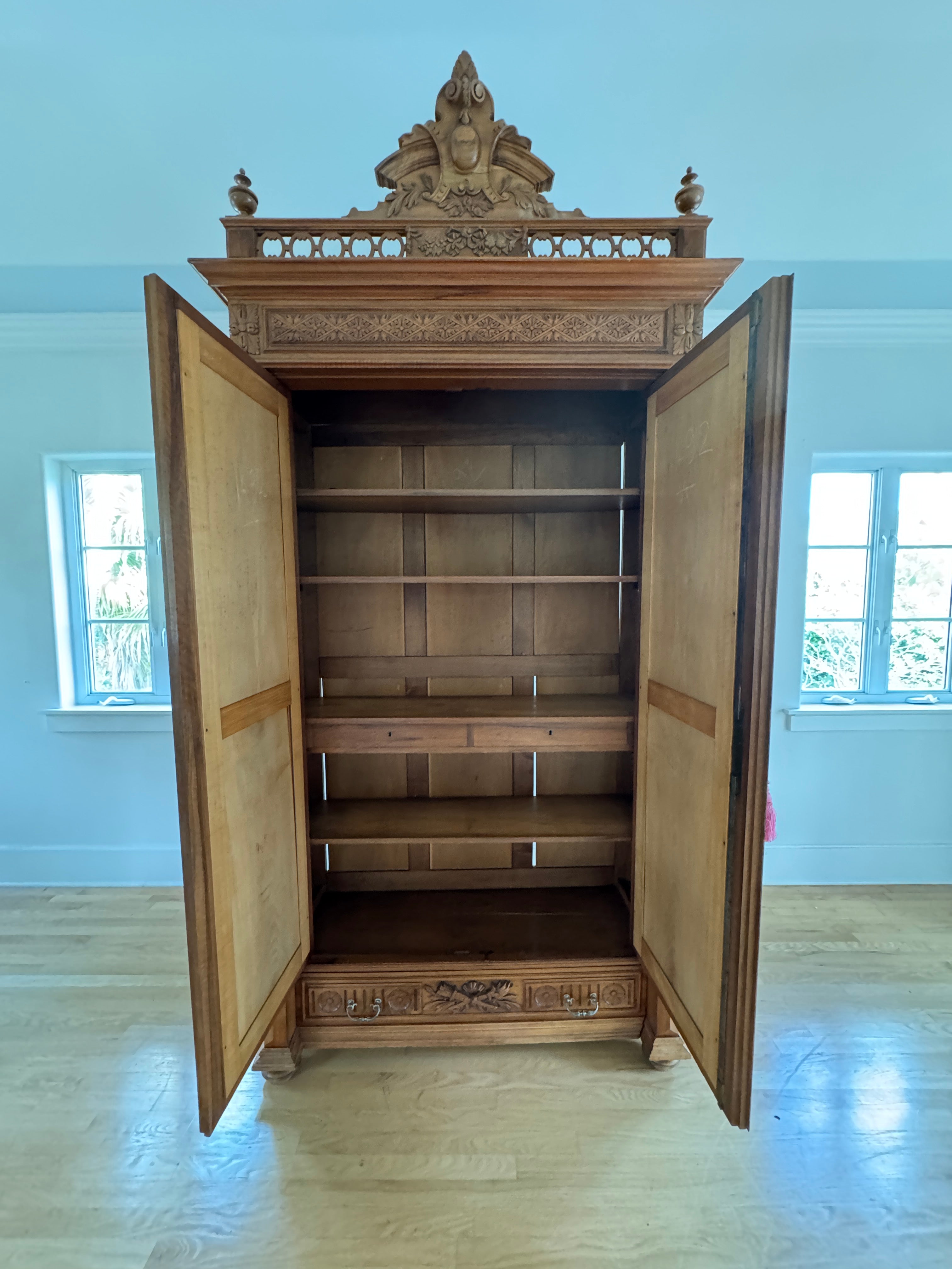 Vintage/Antique Tall Double Door Mirrored Armoire Wardrobe Cabinet