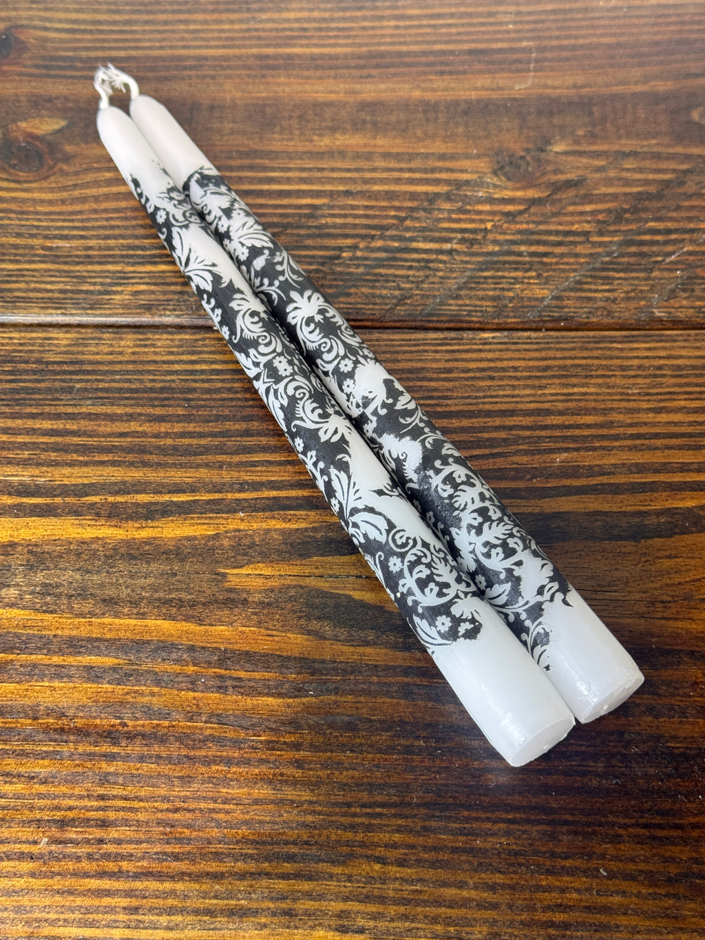 Hand-Embellished Decorative Taper Candles, Set of Two, Choice of Pattern