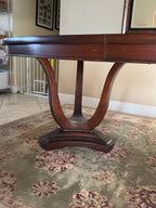 Thomasville Lumine Collection Dining Table with Double Pedestal, 8 Upholstered Chairs and Three Leaf Extension