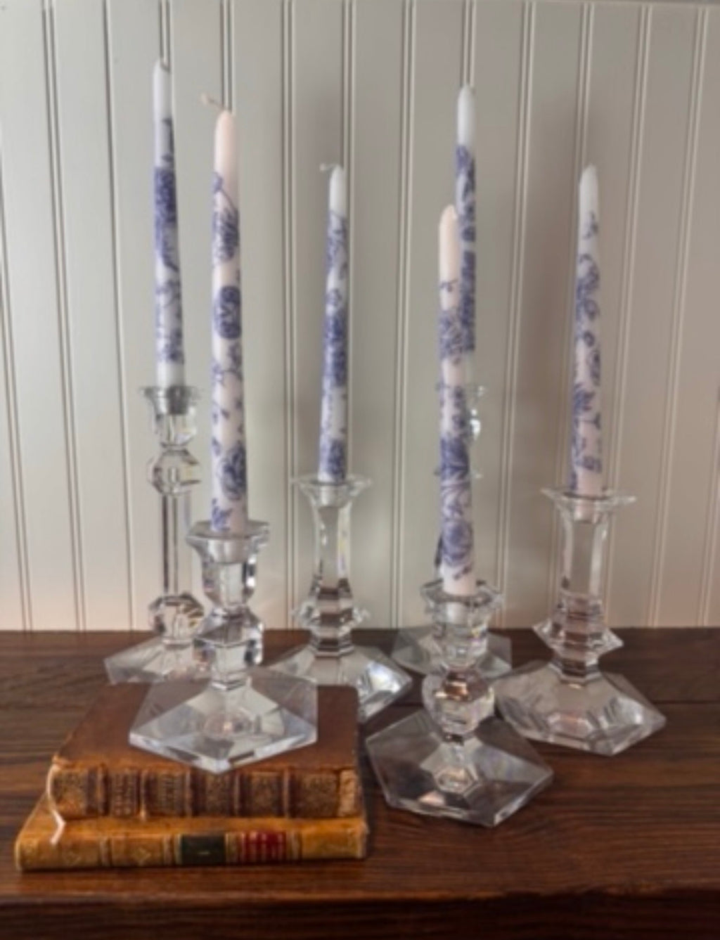 Hand-Embellished Decorative Taper Candles, Set of Two, Choice of Pattern