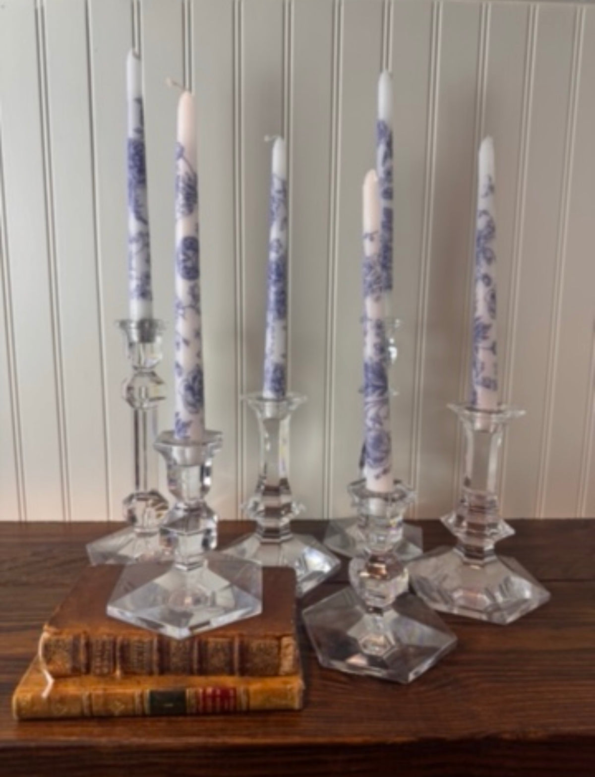 Hand-Embellished Decorative Taper Candles, Set of Two, Choice of Pattern