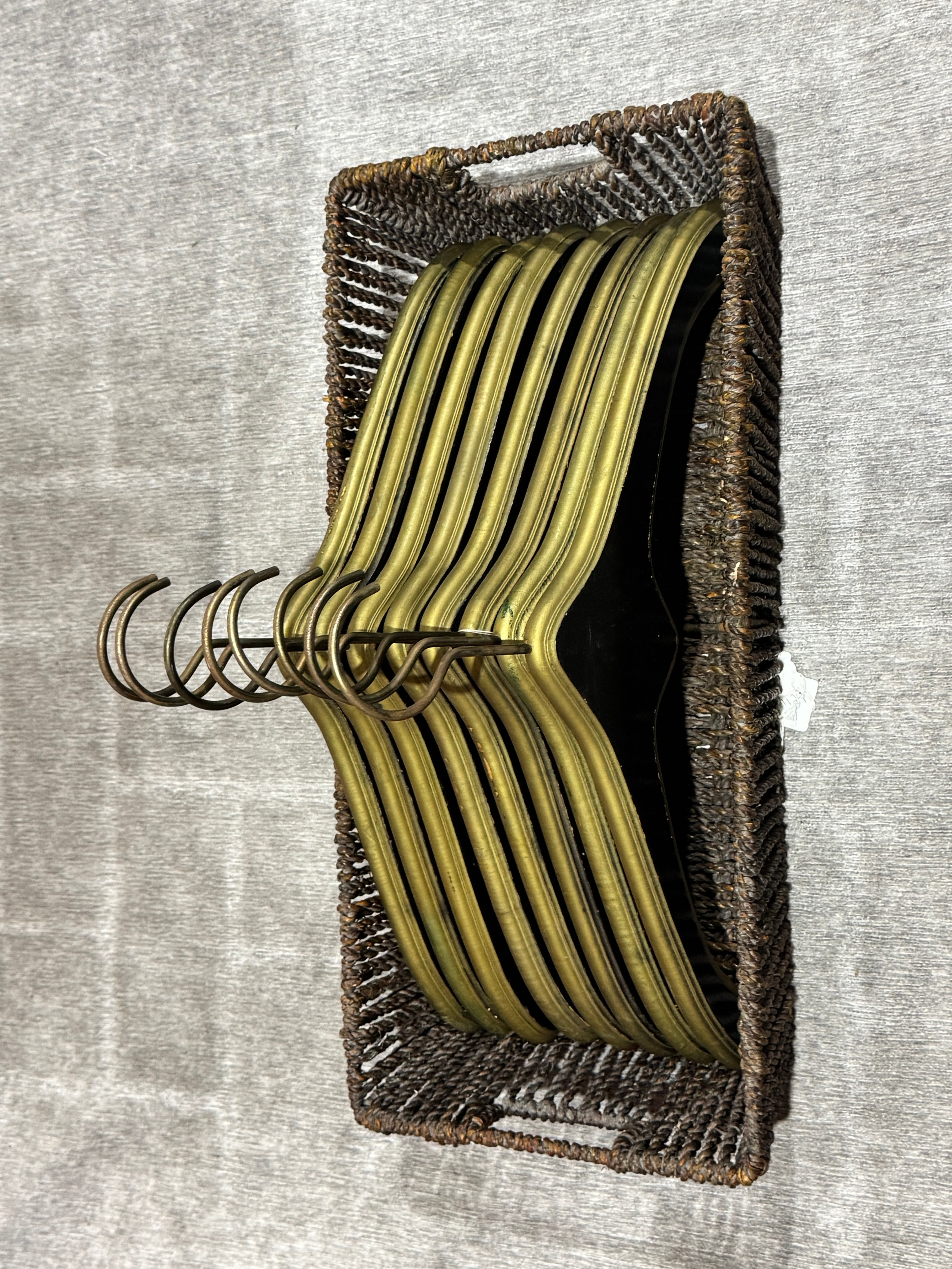 MCM Regency Black and Gold Wood Clothes Hangers - Monogrammed with U and V