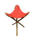Vintage 1960s Mexican Leather Tripod Folding Stools