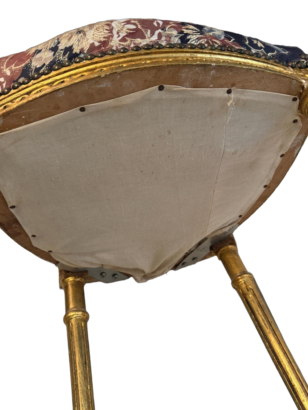 Antique French Louis XIV Gold Leaf Side Accent Harp Small Chair