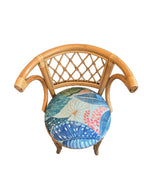 Vintage Bamboo & Rattan Barrel-Back Bistro Honeymoon Chairs, Pair, c. 1970s