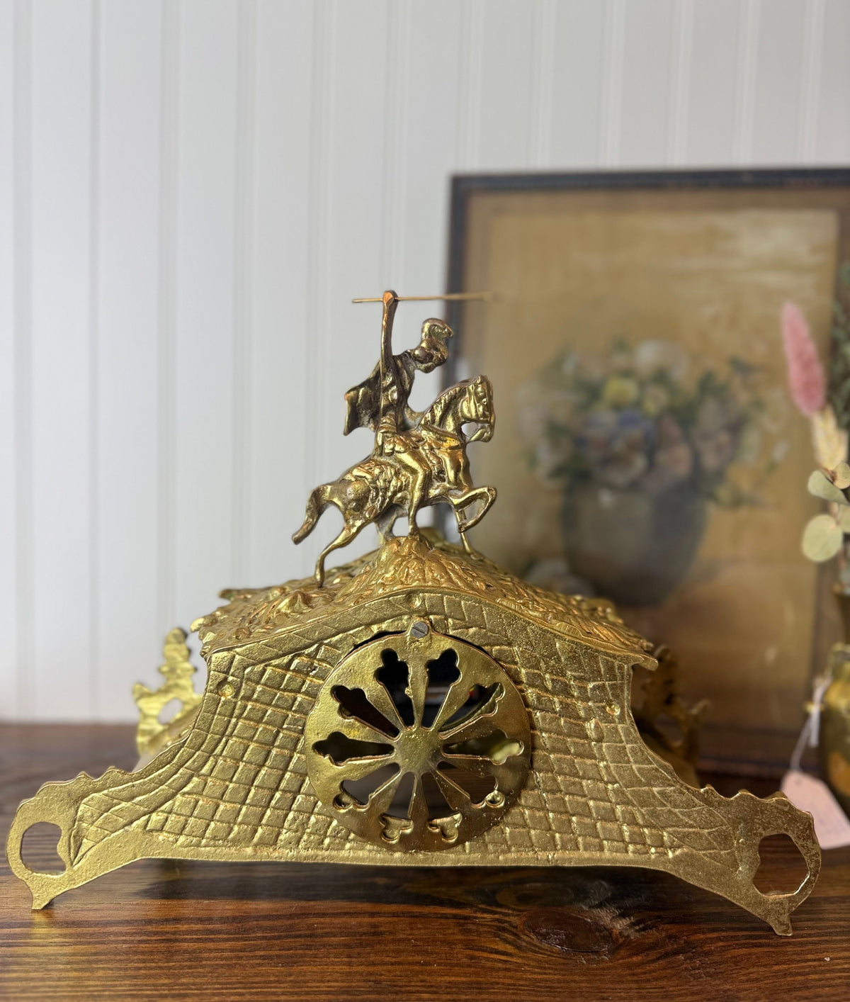 Vintage Rococo Revival Style Brass Mantel Clock, Mid–Late 20th Century