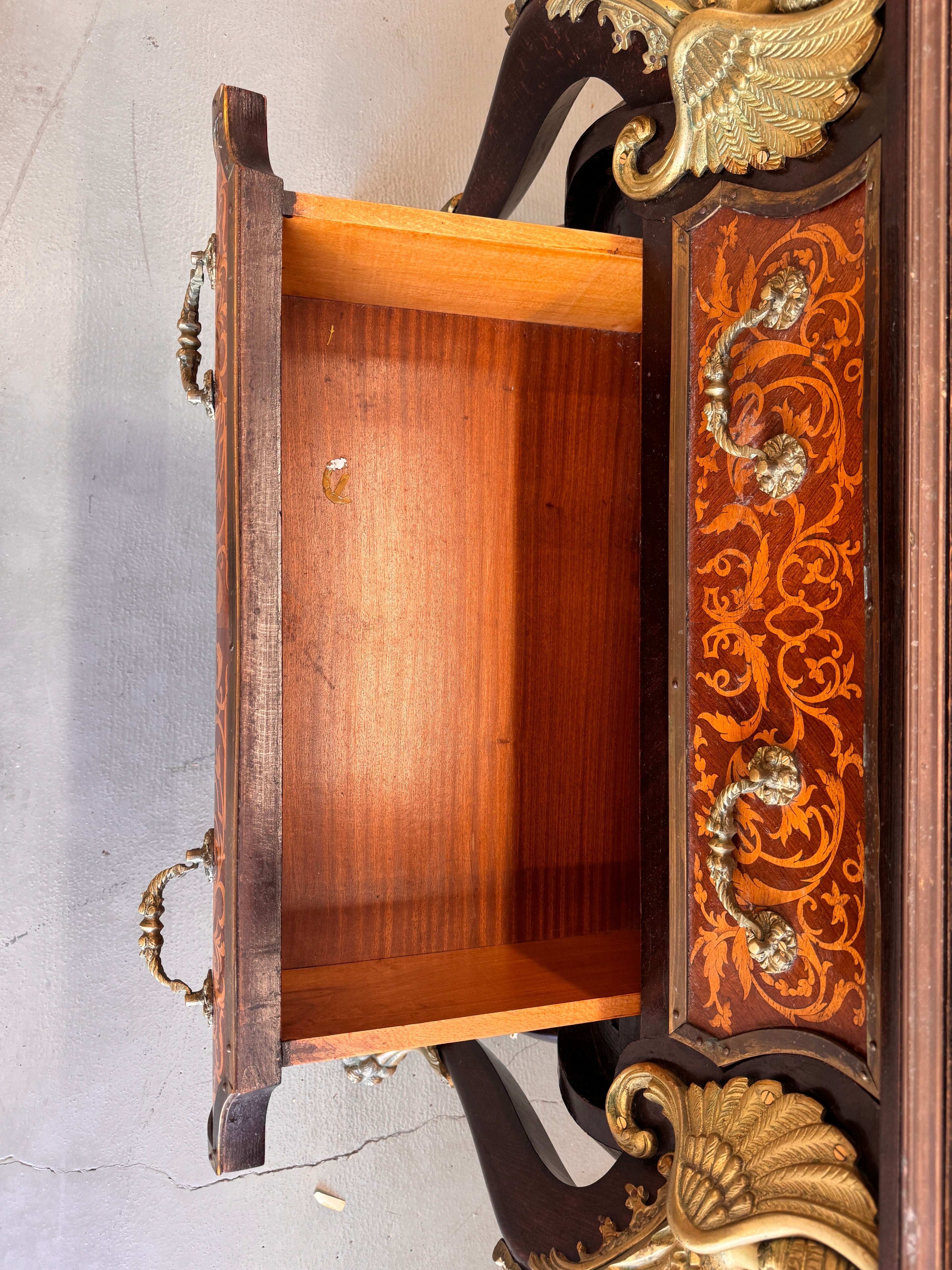 Vintage French Louis XIV Style Walnut Bombe Commode, Mid-20th Century – Marble Top & Ormolu