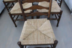 Vintage Ladderback Rush Seat Side Chairs Set of 6