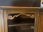 Antique Queen Anne Style Walnut Display Cabinet Bookcase Curio, c. 1920s