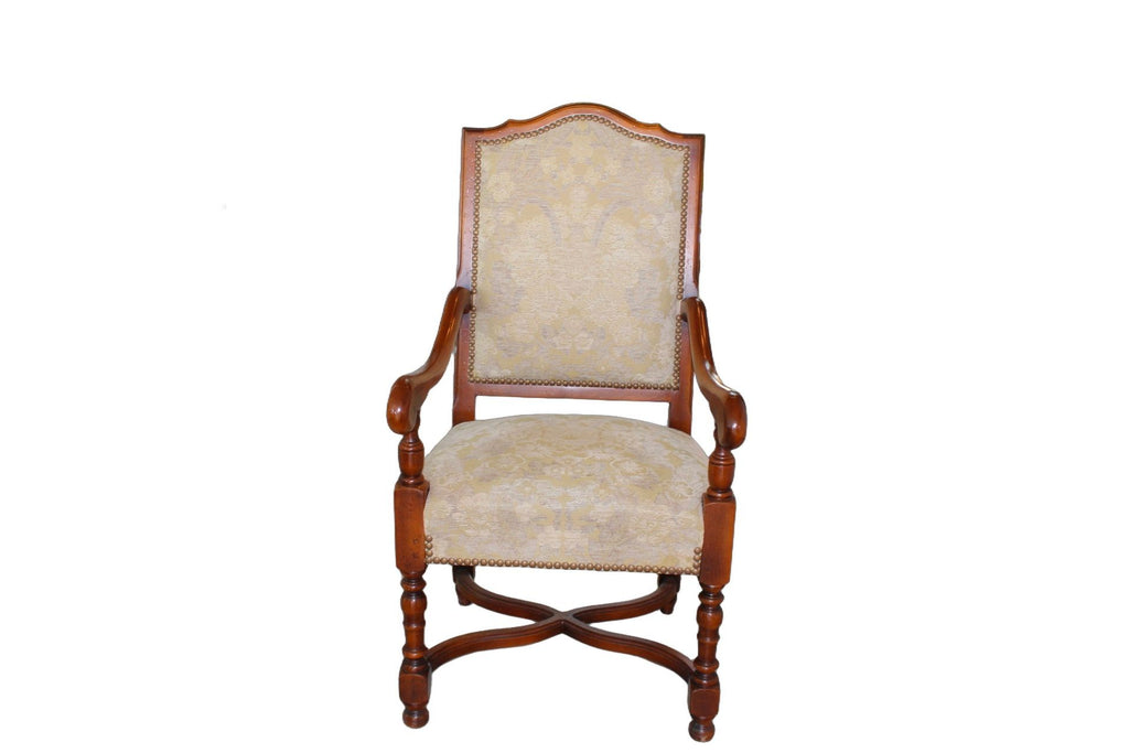 Vintage Provence Collection by Bussandri Louis XIV Style Fabric & Leather Dining Chairs, Set of 10, c. 2003