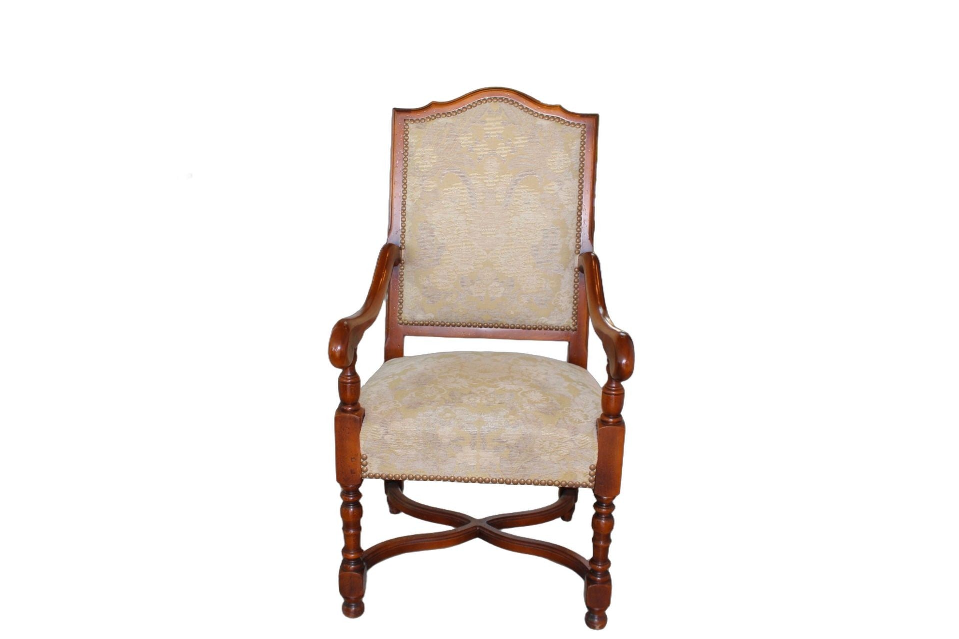 Vintage Provence Collection by Bussandri Louis XIV Style Fabric & Leather Dining Chairs, Set of 10, c. 2003