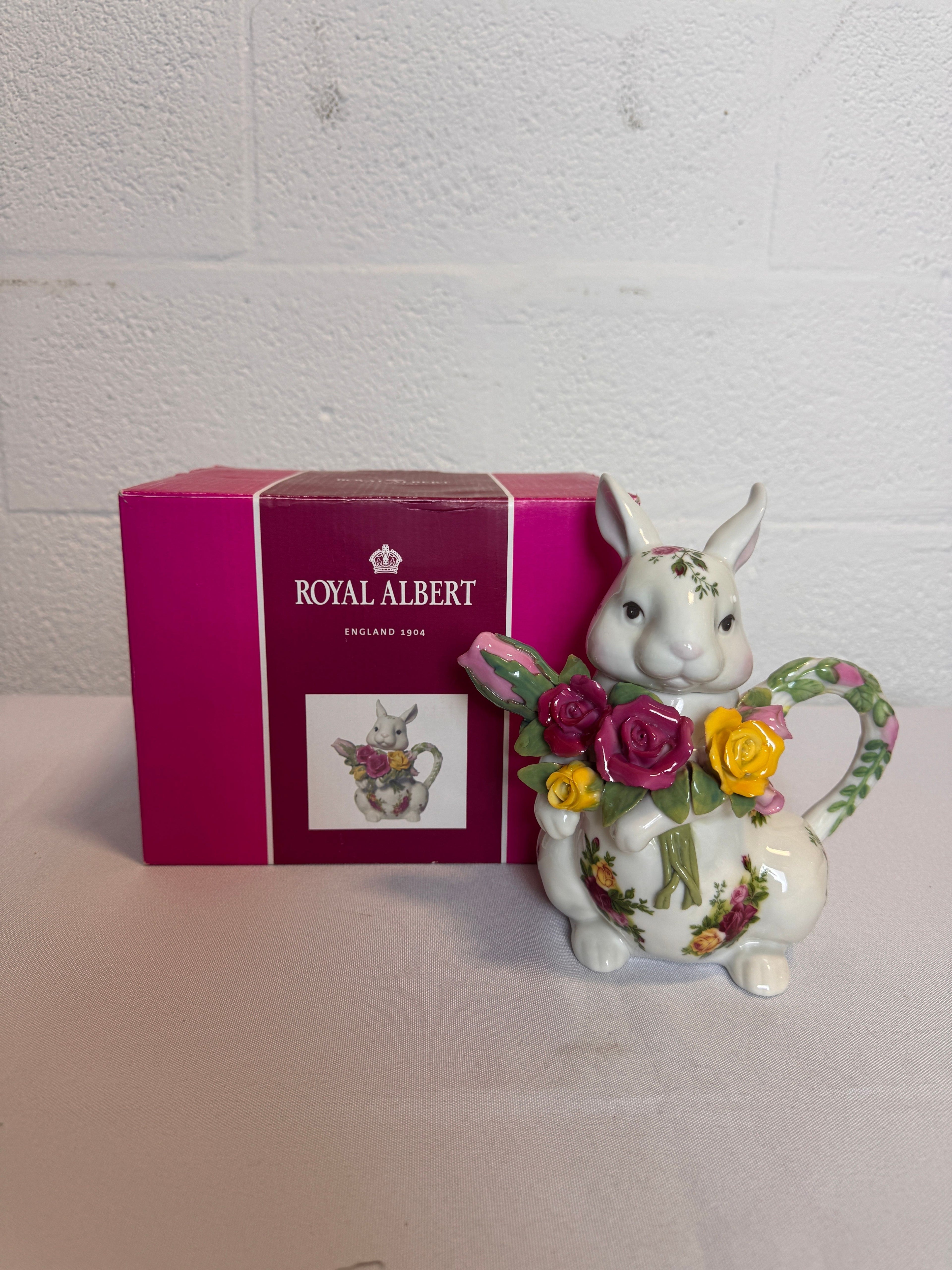 Royal Albert Old Country Roses Easter Bunny Teapot, c. 2010