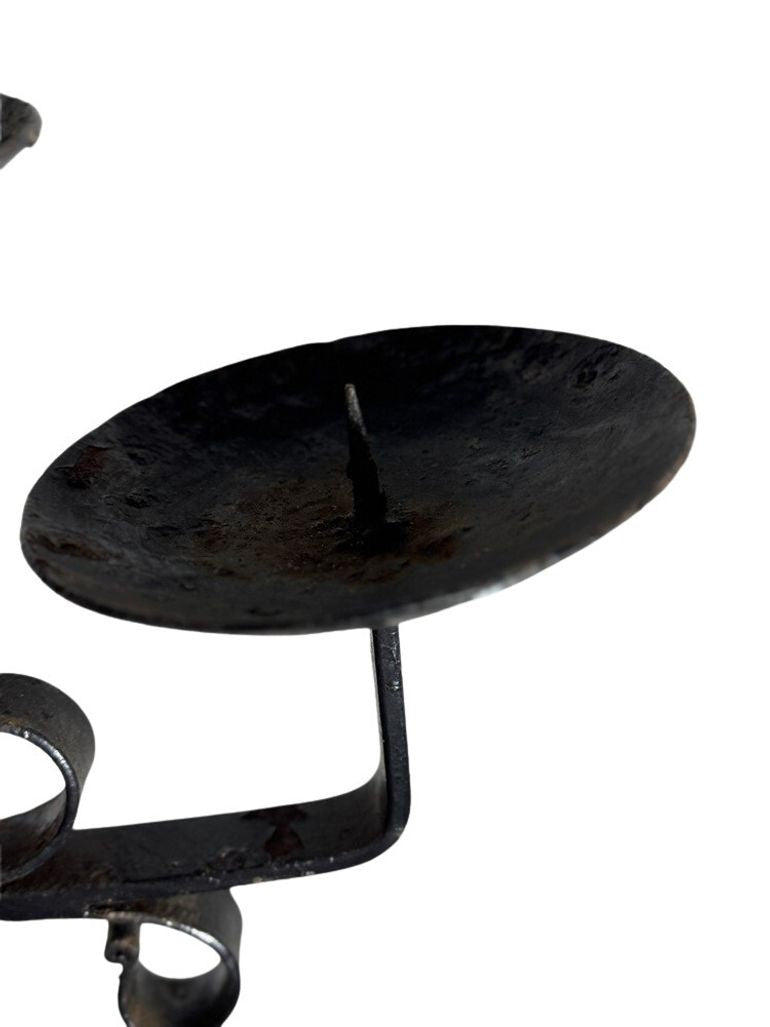 Antique Wrought Iron Floor Candelabras - Holds Five Candles - Set of 2