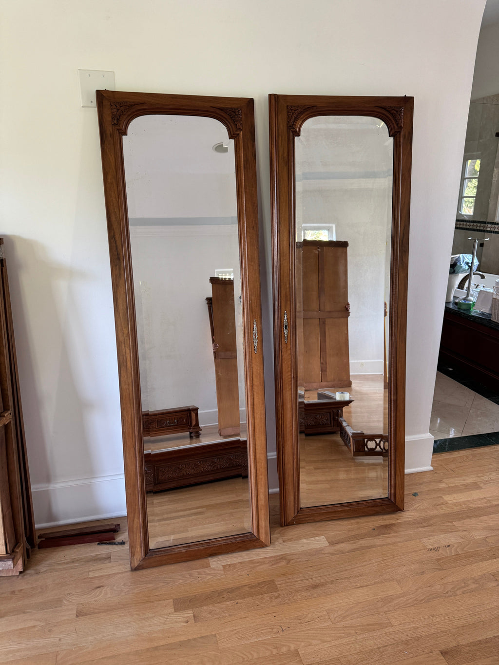 Vintage/Antique Tall Double Door Mirrored Armoire Wardrobe Cabinet