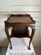 Chippendale Style Gallery Top Two Tiered Claw and Ball Table
