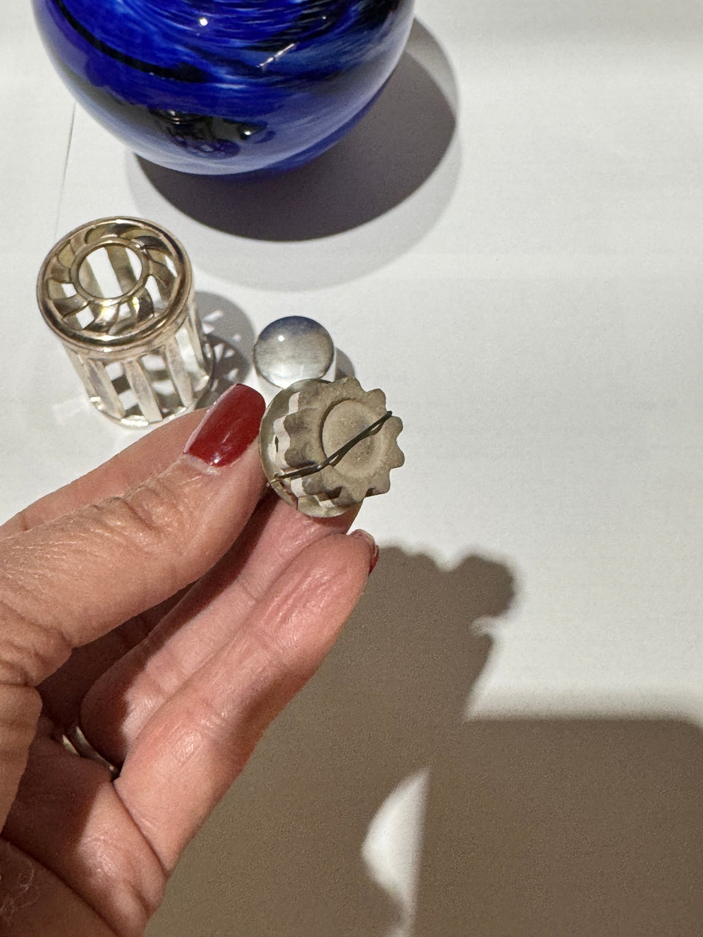 Vintage Cobalt Blue Glass Fragrance Lamp