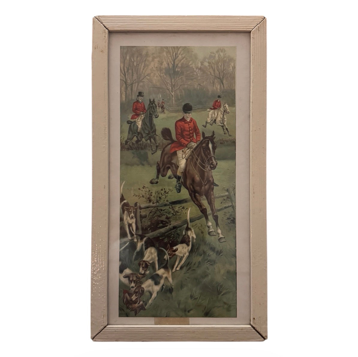 Vintage Framed English Fox Hunting Print, possible 1800s