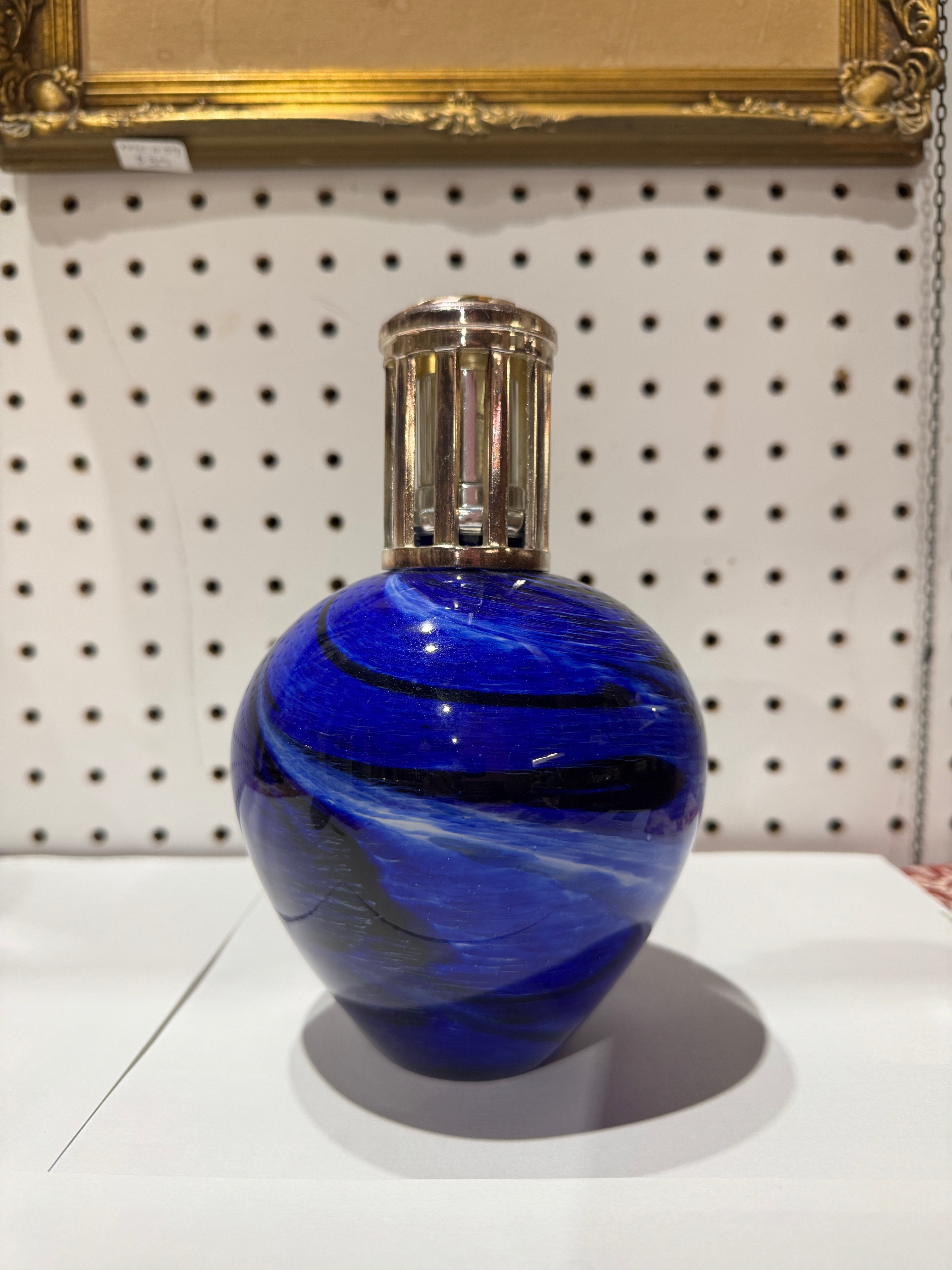 Vintage Cobalt Blue Glass Fragrance Lamp