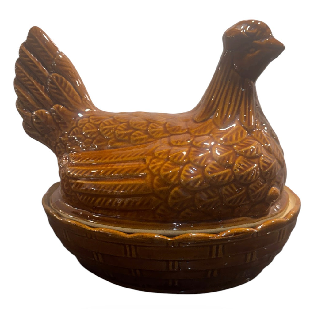 Vintage Ceramic Hens on Nest, c. 1960s