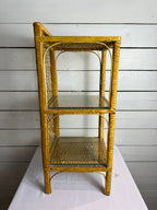 Vintage Rattan Wicker Three Tiered Shelf