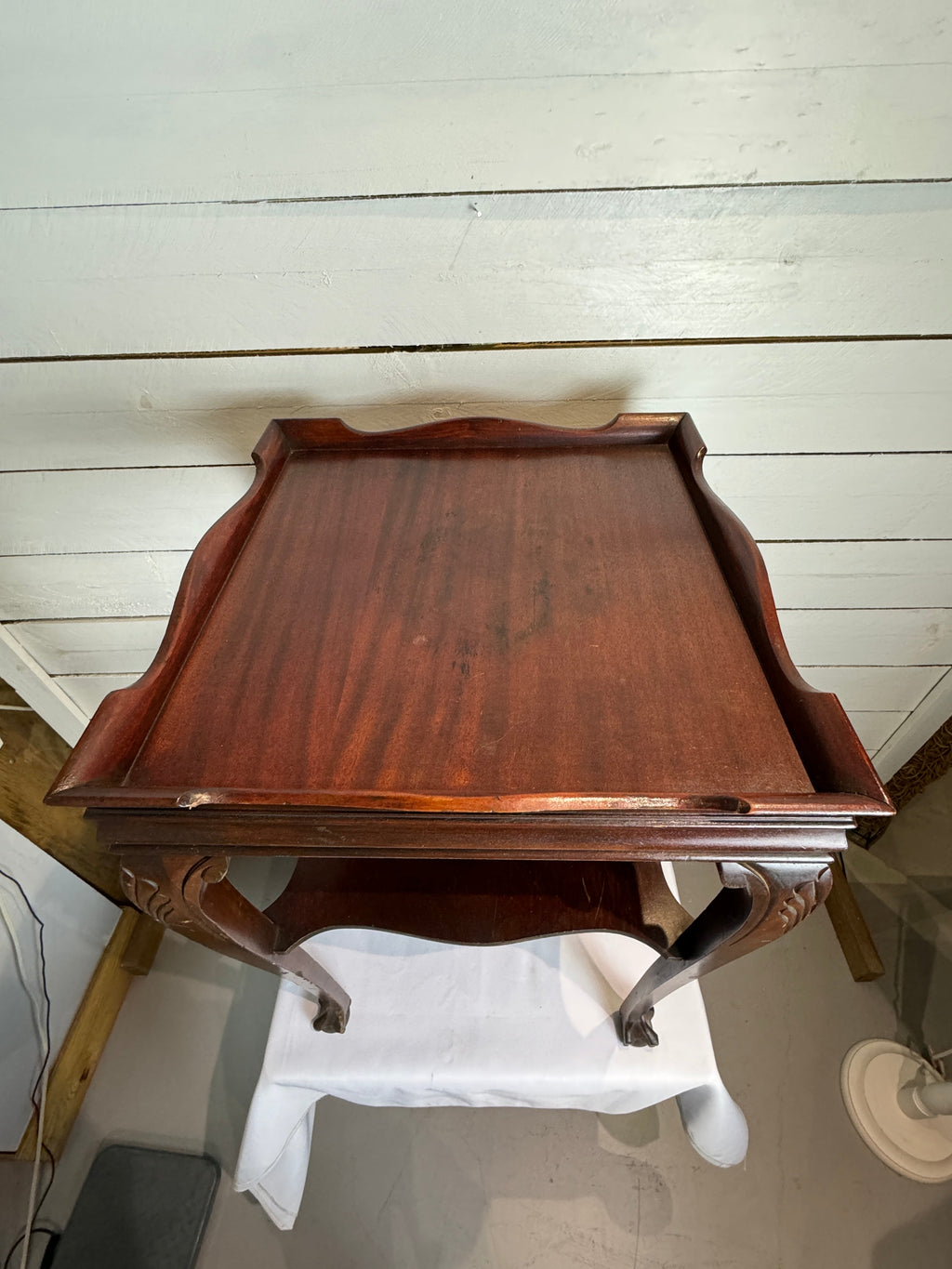 Chippendale Style Gallery Top Two Tiered Claw and Ball Table