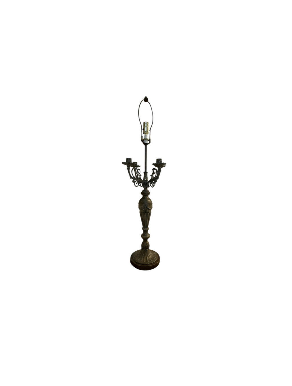 Louis XVI Style Antique Bronze Candelabra Table, Desk or Bedside Lamp