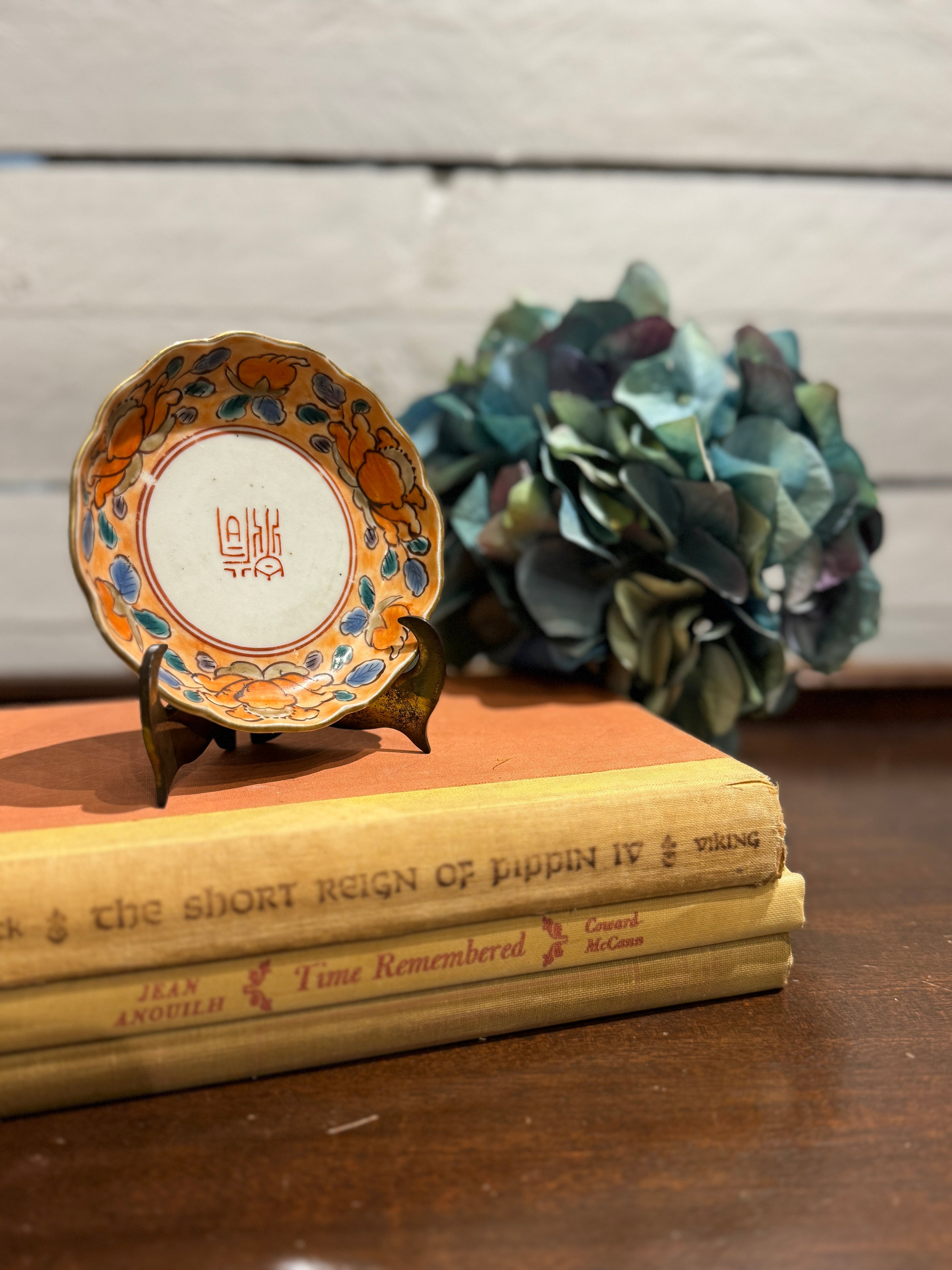 Antique Kyo Porcelain Small Decorative Plate - Camelia Design - Qing Dynasty