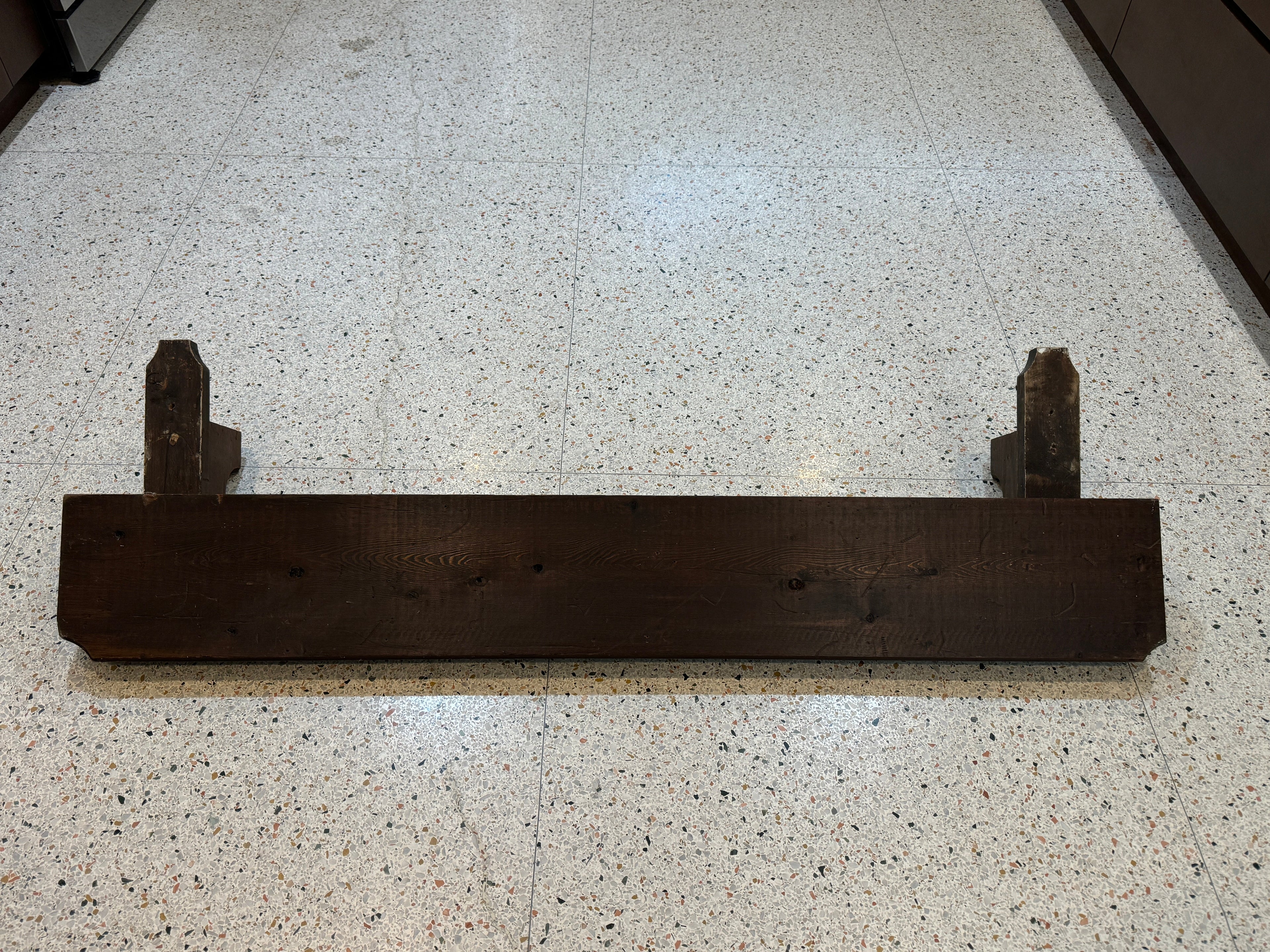 Vintage Rustic Shelf or Fireplace Mantle with Decorative Corbels