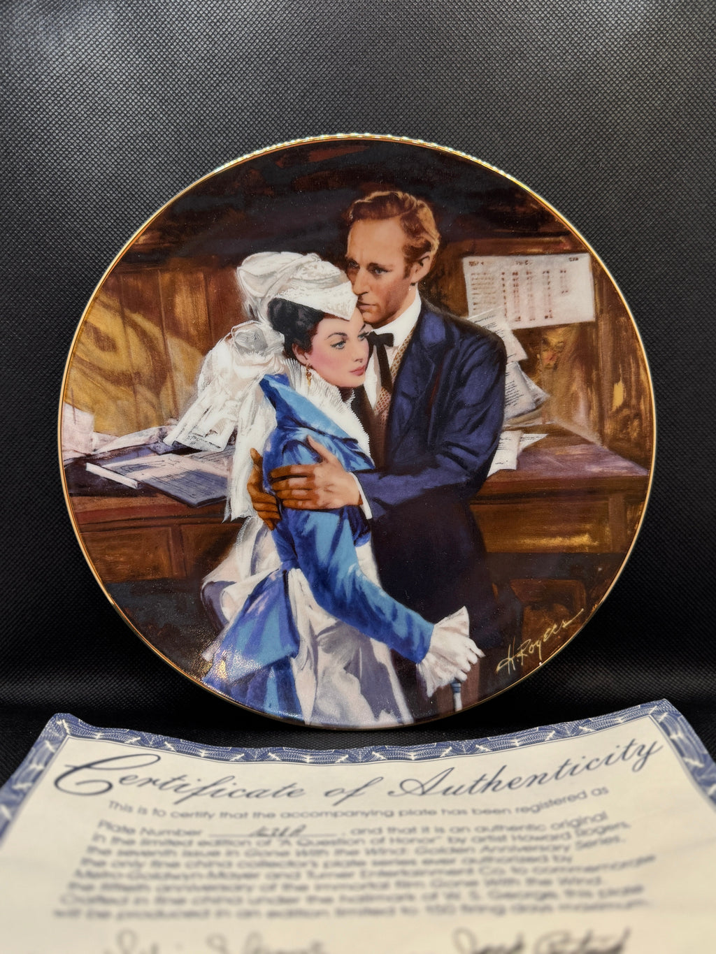 Vintage Gone with the Wind Commemorative Plates with COA - Limited Edition Golden Anniversary Series - by WS George Fine China