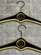 MCM Regency Black and Gold Wood Clothes Hangers - Monogrammed with U and V