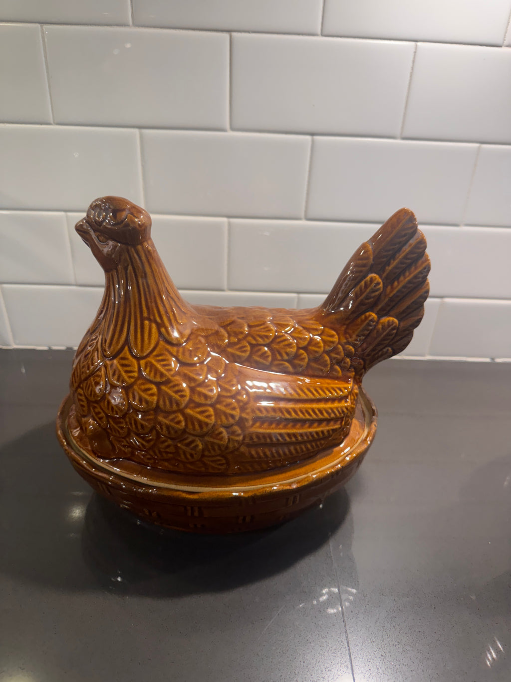Vintage Ceramic Hens on Nest, c. 1960s