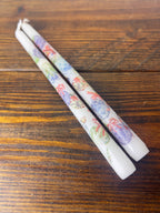 Hand-Embellished Decorative Taper Candles, Set of Two, Choice of Pattern