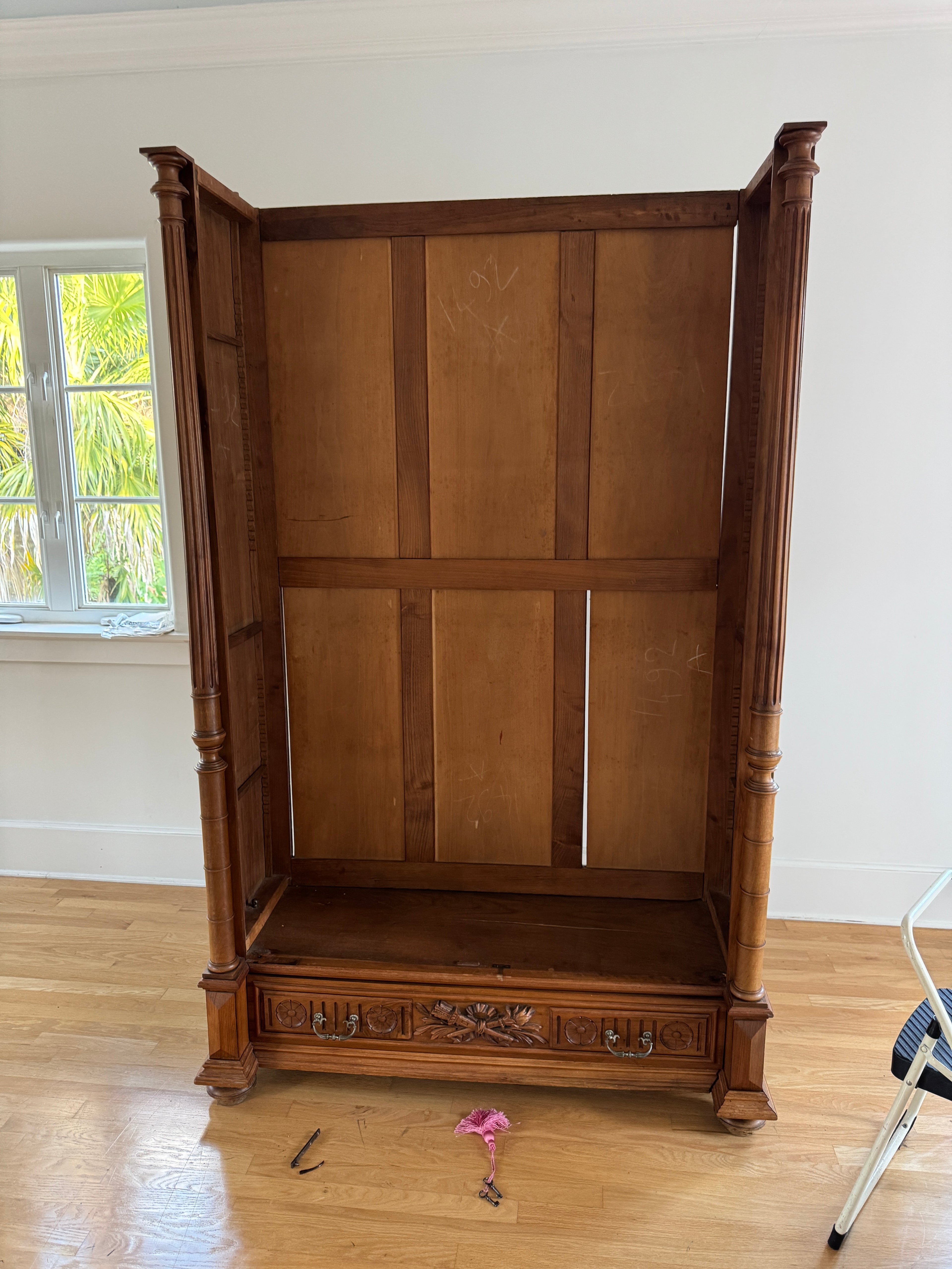 Vintage/Antique Tall Double Door Mirrored Armoire Wardrobe Cabinet