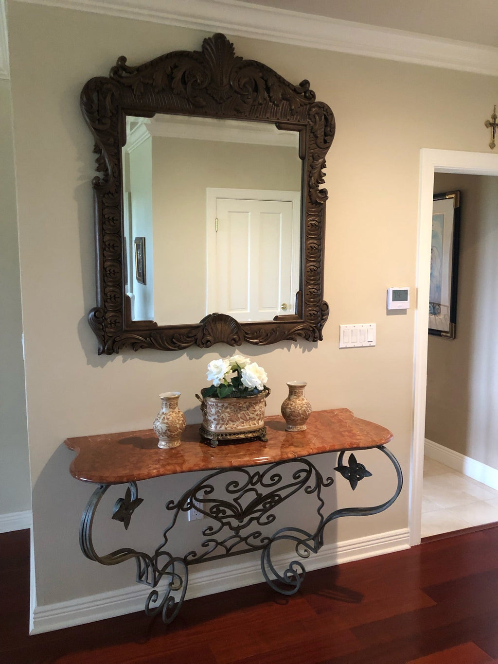 Vintage Carved Mahogany Mirror - Mid to late 20th Century