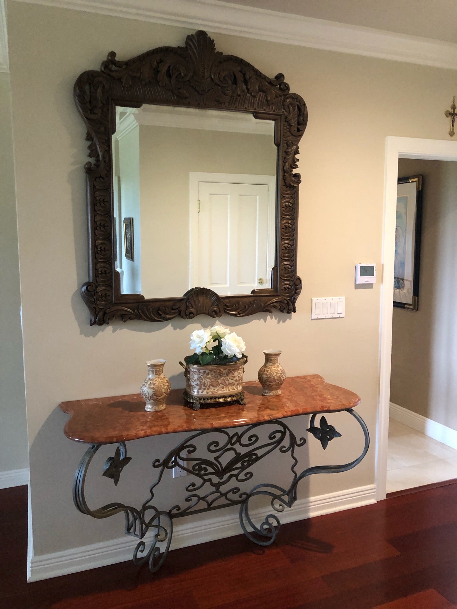 Vintage Carved Mahogany Mirror - Mid to late 20th Century