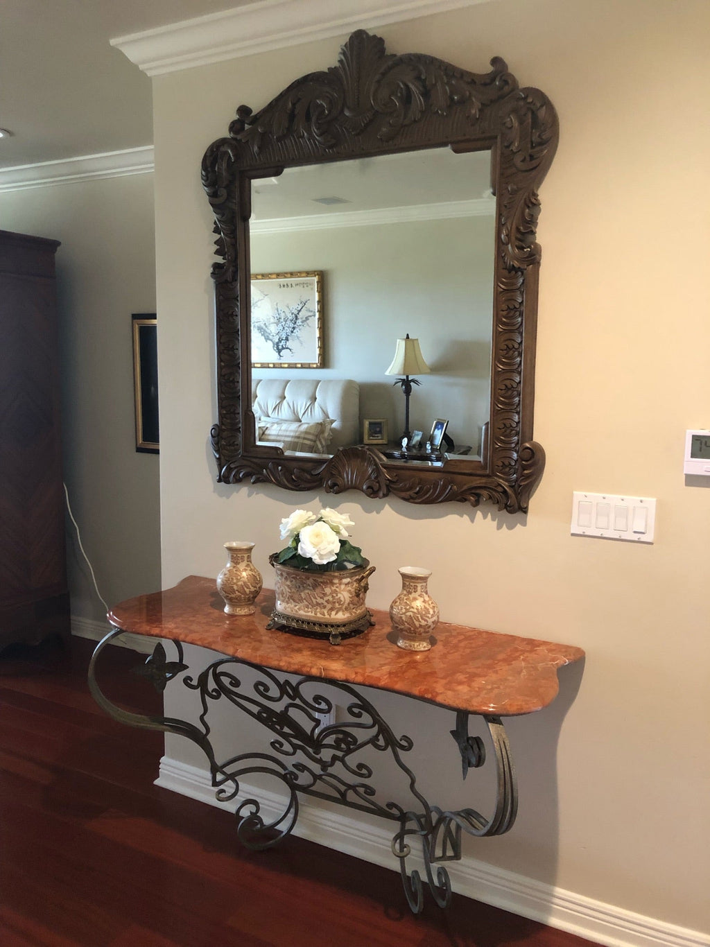 Vintage Carved Mahogany Mirror - Mid to late 20th Century