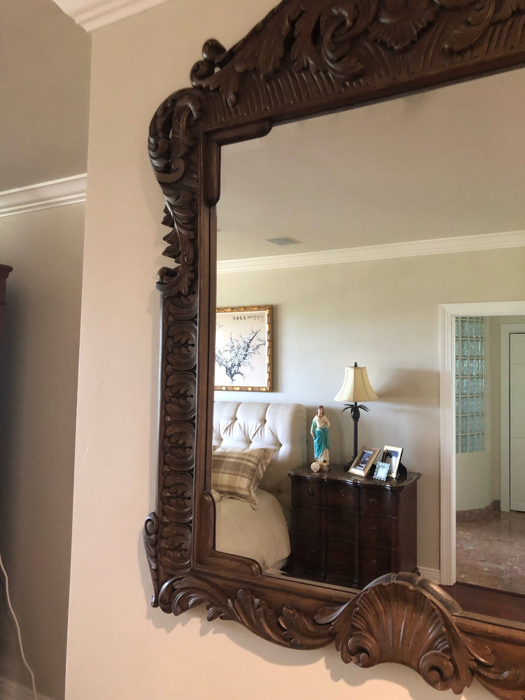 Vintage Carved Mahogany Mirror - Mid to late 20th Century