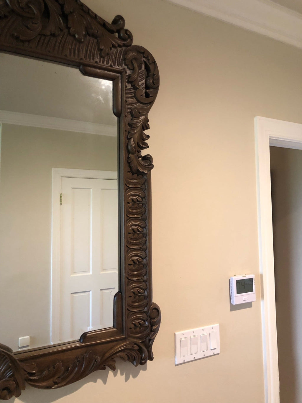 Vintage Carved Mahogany Mirror - Mid to late 20th Century