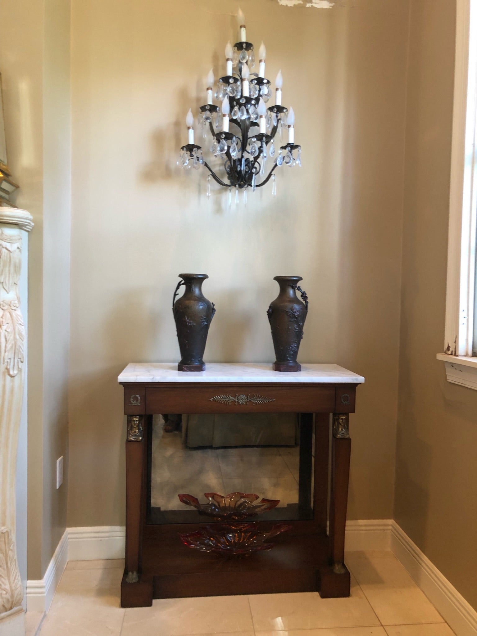 French Empire Style Marble Top Console Table